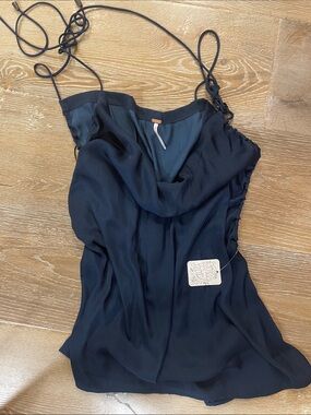 Free people Silky Navy Cowl Neck Women's Top
